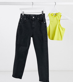 Черные узкие джинсы с завышенной талией ASOS DESIGN Petite-Черный цвет