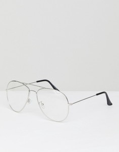 Солнцезащитные очки-авиаторы с прозрачными стеклами 7x-Серебряный