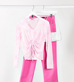 Сетчатый лонгслив с принтом тай-дай и сборками Noisy May Tall-Многоцветный