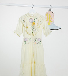 Платье миди с вышивкой Reclaimed Vintage inspired-Белый