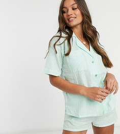 Зеленая пижама с рубашкой и шортами эксклюзивно для ASOS DESIGN Petite-Зеленый