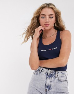 Боди темно-синего цвета с логотипом Tommy Jeans-Темно-синий