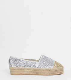 Серебристые эспадрильи для очень широкой стопы Simply Be extra wide fit-Серебряный