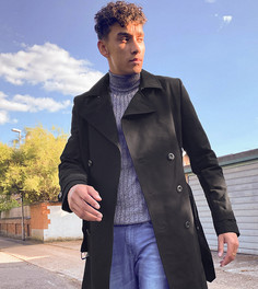 Черный непромокаемый двубортный тренч ASOS DESIGN Tall-Черный цвет