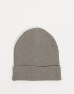 Серая шапка-бини с отворотом ASOS DESIGN-Серый