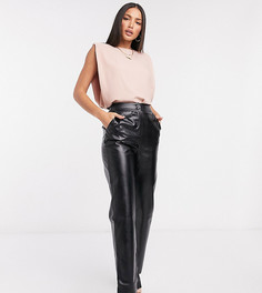 Полиуретановые брюки с завышенной талией Fashion Union Tall-Черный