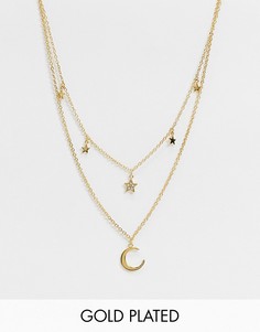 Позолоченное ожерелье с подвесками в виде звезды и полумесяца Olivia Burton-Золотой