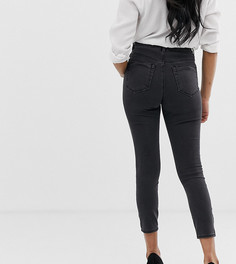 Черные выбеленные джинсы скинни с завышенной талией ASOS DESIGN Petite-Черный