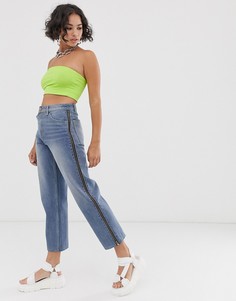 Прямые джинсы с молниями по бокам ASOS DESIGN-Синий