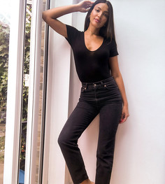 Черные расклешенные укороченные джинсы стретч с завышенной талией ASOS DESIGN Tall-Черный