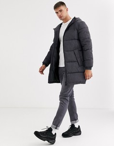 Серое дутое пальто с капюшоном Esprit-Серый