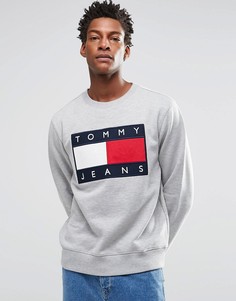 Серый свитшот с логотипом-флажком Tommy Jeans