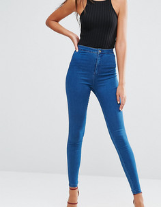 Зауженные суперэластичные джинсы с завышенной талией Missguided Tall Vice-Синий