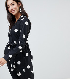 Платье-рубашка в горошек с завязками на поясе Influence Maternity-Черный