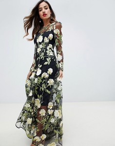 Платье макси с цветочной вышивкой ASOS EDITION-Мульти