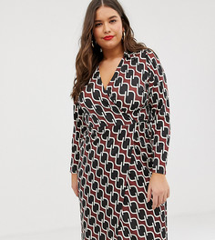 Платье с запахом и принтом River Island Plus-Мульти