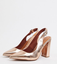 Туфли для широкой стопы на каблуке цвета розового золота ASOS DESIGN-Золотистый