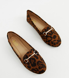 Туфли для широкой стопы на плоской подошве с леопардовым принтом и пряжками RAID Viera-Мульти