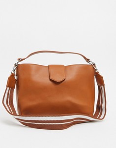 Светло-коричневая сумка с контрастным ремешком через плечо My Accessories London-Коричневый цвет