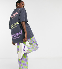 Темно-серая футболка в стиле oversized с логотипом COLLUSION Unisex-Серый