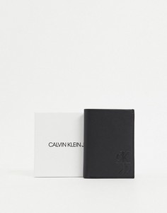 Кожаный бумажник с монограммой Calvin Klein-Черный