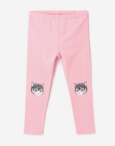 Розовые леггинсы с котиками для девочки Gloria Jeans