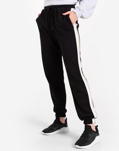 Чёрные спортивные брюки с лампасами Gloria Jeans