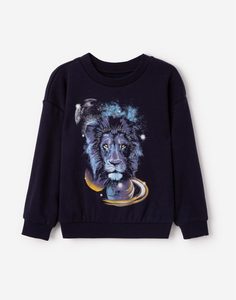 Тёмно-синий свитшот со львом для мальчика Gloria Jeans