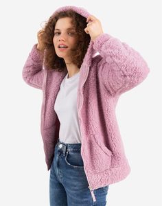 Розовая плюшевая куртка с капюшоном Gloria Jeans