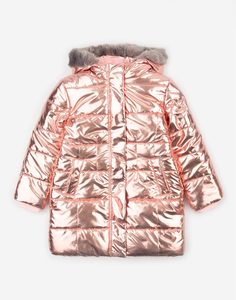 Розовая утеплённая куртка металлик для девочки Gloria Jeans