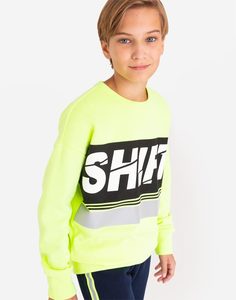 Неоновый свитшот oversize со светоотражающим принтом для мальчика Gloria Jeans