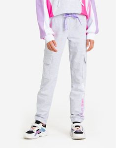 Серые спортивные брюки-карго для девочки Gloria Jeans