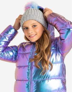 Утеплённая куртка с голографическим эффектом для девочки Gloria Jeans