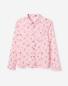Розовая рубашка с сердечками для девочки Gloria Jeans
