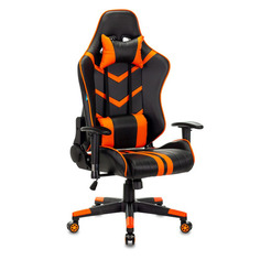 Кресла и стулья Кресло игровое БЮРОКРАТ CH-789N, на колесиках, искусственная кожа, черный/оранжевый [ch-789n/bl-or]