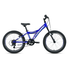 Велосипеды Велосипед Forward Dakota 1.0 (2020) горный кол.:20" синий/белый 12.1кг (RBKW01N06010)