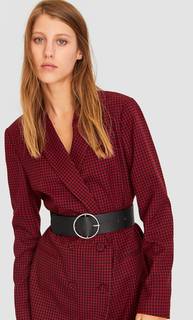 Stradivarius Широкий Пояс С Круглой Пряжкой Женская Коллекция Черный 80