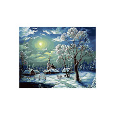 Набор для раскрашивания по номерам Цветной "Зимний ночной пейзаж"