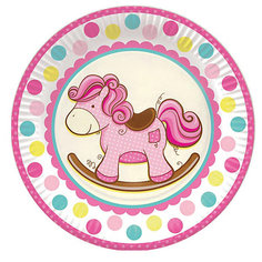 Тарелки Патибум "Лошадка. Малышка" 23 см бумажные ламинированные, 6 шт., розовые