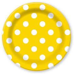 Тарелки Патибум "Горошек жёлтый" 23 см. ламинированные, 6 шт.
