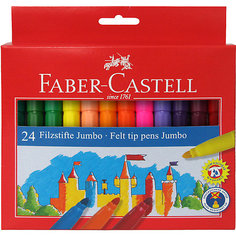Фломастеры Faber-Castell Jumbo, 24 цвета, смываемые