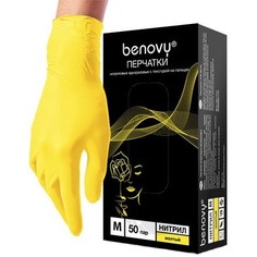 Benovy, Перчатки нитриловые TrueColor, желтые, размер M, 100 шт.