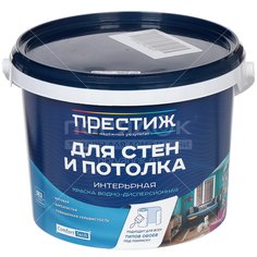 Краска водоэмульсионная Престиж W3 ВД-АК-212 для стен и потолков супербелая, 13 кг
