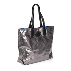 Сумки Серебряная сумка шоппер с косметичкой в комплекте Respect
