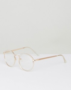Круглые очки с прозрачными стеклами YHF lindsay-Золотой