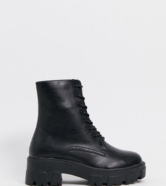 Черные ботинки на массивной подошве для широкой стопы RAID Wide Fit Rexx-Черный цвет