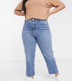 Прямые джинсы с завышенной талией ASOS DESIGN Curve-Голубой