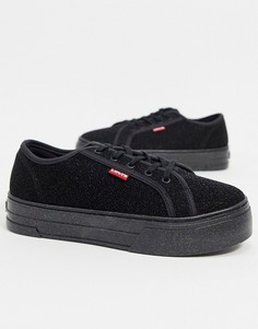 Черные блестящие кроссовки на плоской платформе Levis-Черный цвет