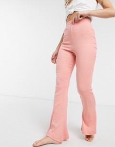 Светло-розовые брюки для дома в рубчик In The Style x Billie Faiers-Розовый цвет
