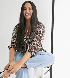 Блузка с леопардовым принтом и пряжкой Simply Be-Многоцветный